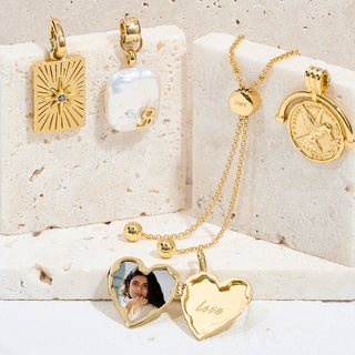 heart shape photo pendant charm with engraving service