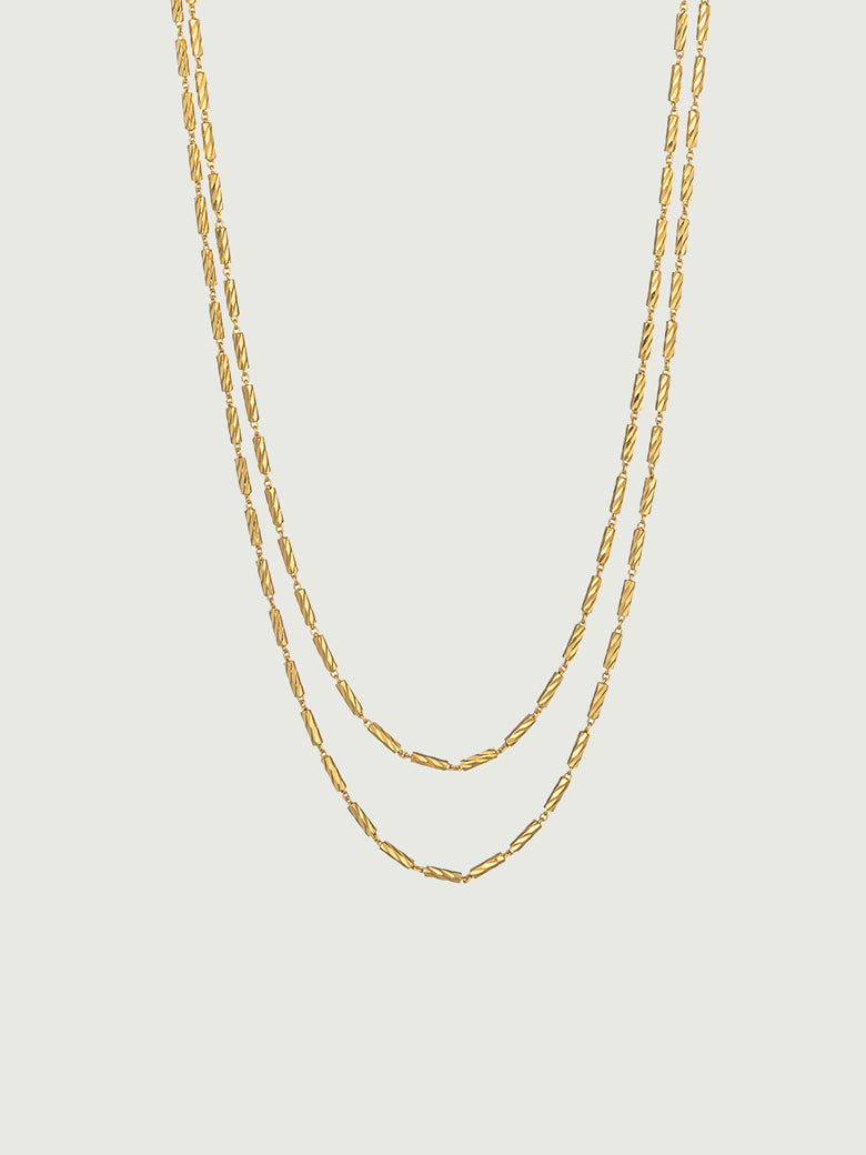 Faceted Link Double Chain Necklace