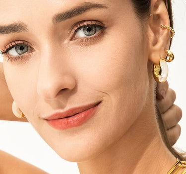 Mother of Pearl Two-Tone Hoop Earrings