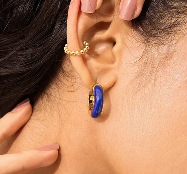 Gemstone Two-Tone Hoop Earrings