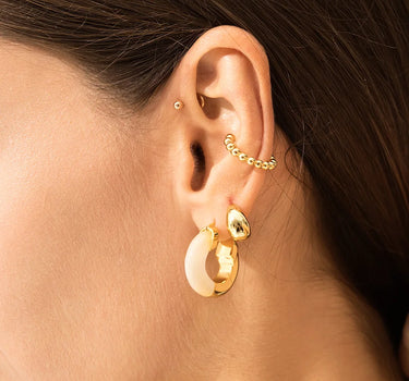 Mother of Pearl Two-Tone Hoop Earrings