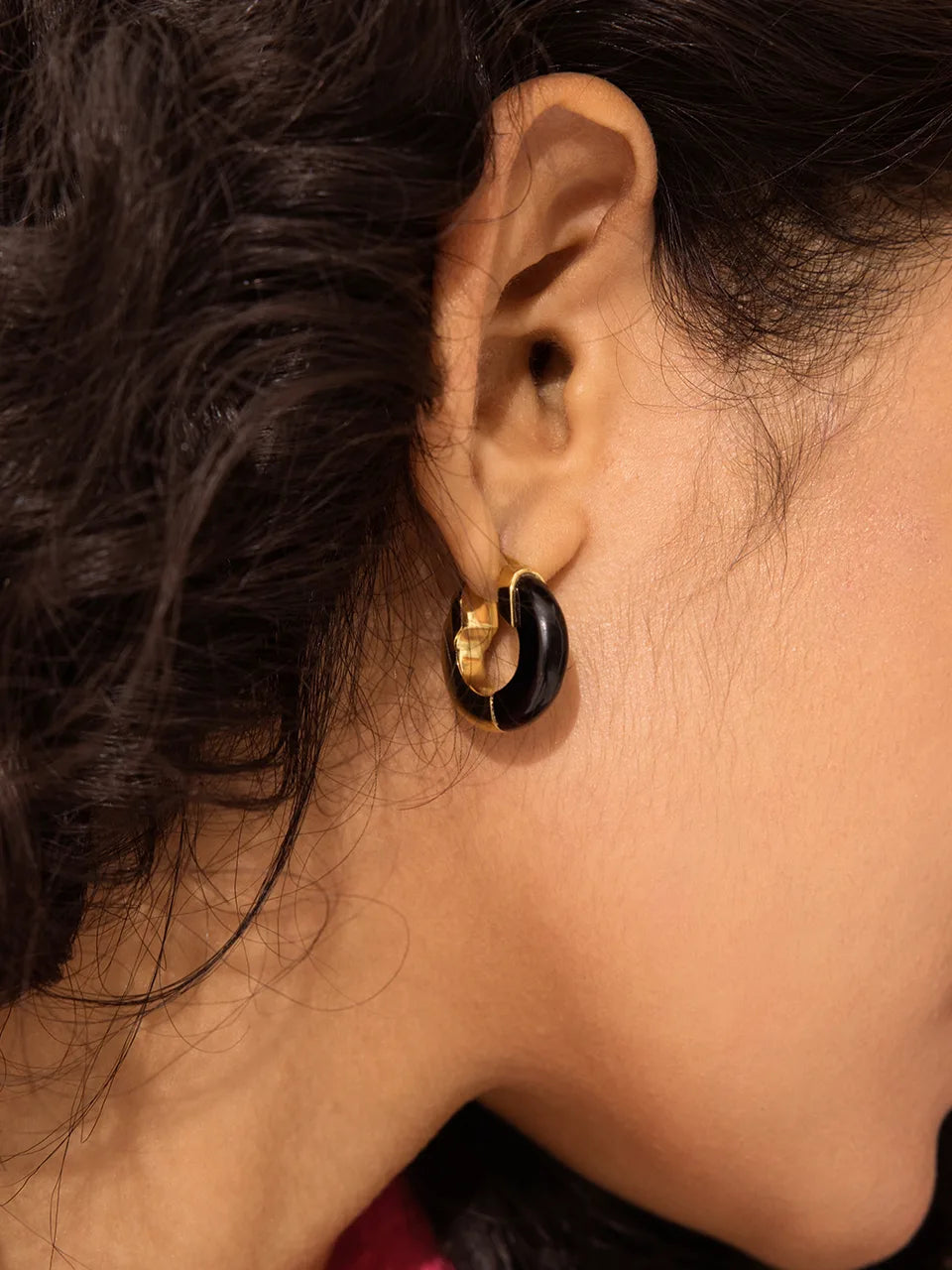 Gemstone Two-Tone Hoop Earrings