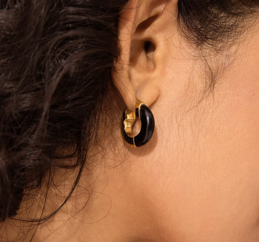 Gemstone Two-Tone Hoop Earrings