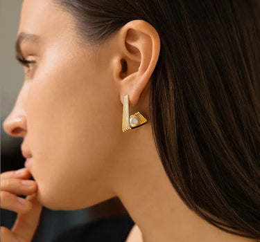 Akoya Pearl Doric Order Geometry Earrings