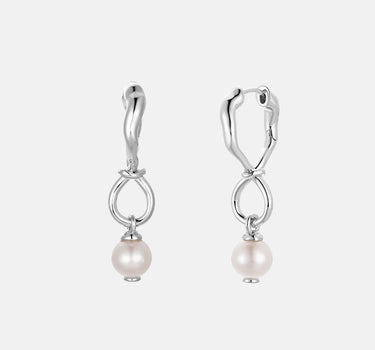 Akoya Pearl Silver Twist Earrings
