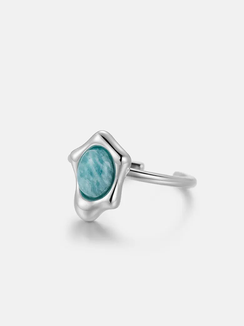 Amazonite Stacking Silver Open Ring