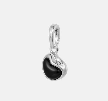 Aphrodite Black Onyx Heart Silver Charm