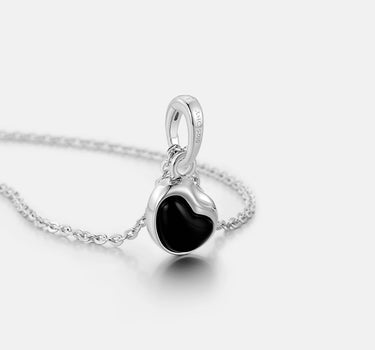 Aphrodite Black Onyx Heart Silver Charm