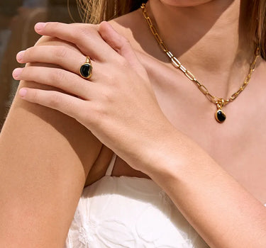 Heart Black Onyx Open Ring