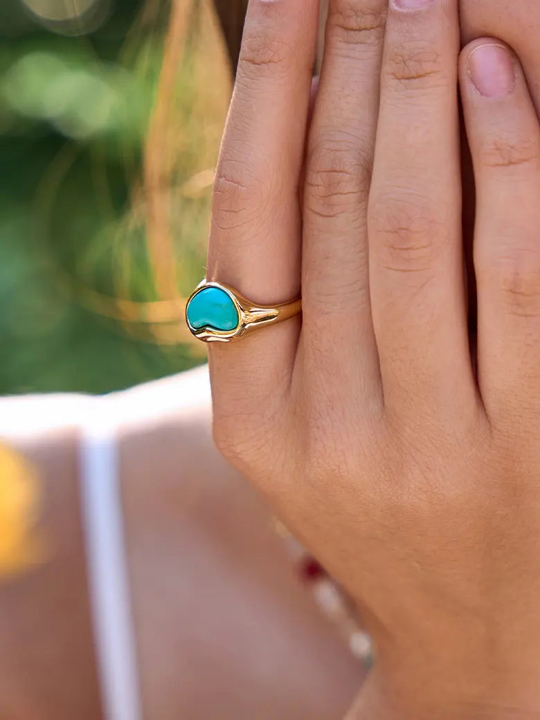 Heart Turquoise Open Ring