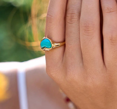 Heart Turquoise Open Ring