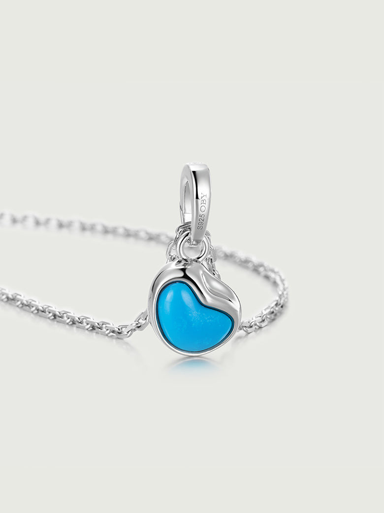 Heart Turquoise Silver Pendant Charm