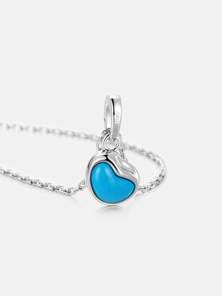 Aphrodite Heart Turquoise Silver Pendant Charm