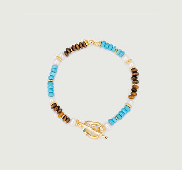 Triple Gemstone Nugget Beaded Bracelet