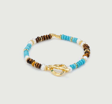 Triple Gemstone Nugget Beaded Bracelet