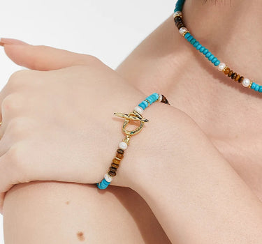 Triple Gemstone Nugget Beaded Bracelet