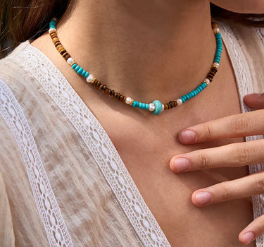  Triple Gemstone Nugget Beaded Necklace