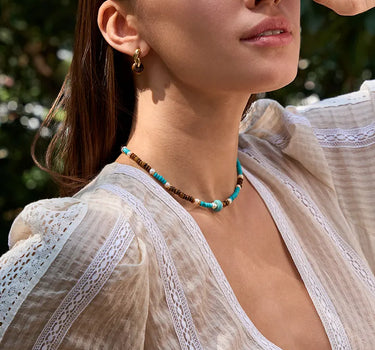  Triple Gemstone Nugget Beaded Necklace