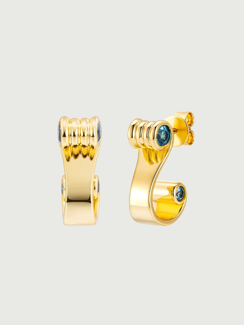gold vermeil Aquamarine Ionic Order Earrings