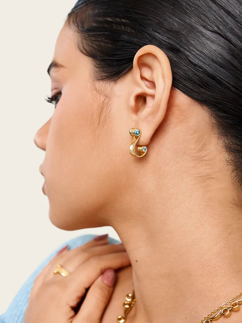 gold vermeil Aquamarine Ionic Order Earrings