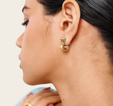gold vermeil Aquamarine Ionic Order Earrings