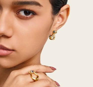 gold vermeil Aquamarine Ionic Order Earrings