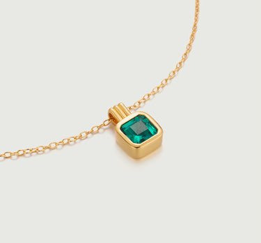 Asscher Cut Emerald Charm Necklace