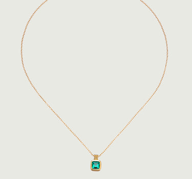 Asscher Cut Emerald Charm Necklace
