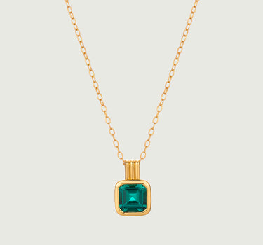 Asscher Cut Emerald Charm Necklace