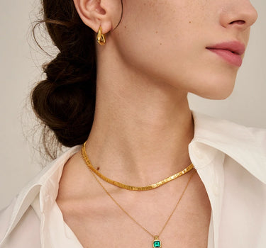 Asscher Cut Emerald Charm Necklace