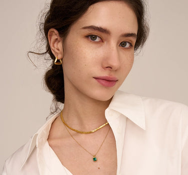 Asscher Cut Emerald Charm Necklace