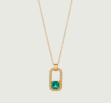 Asscher Cut Emerald Twisted Rectangle Necklace