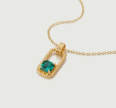 Asscher Cut Emerald Twisted Rectangle Necklace
