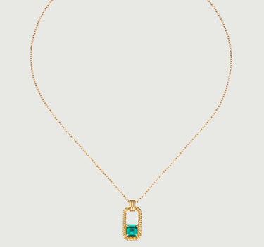 Asscher Cut Emerald Twisted Rectangle Necklace