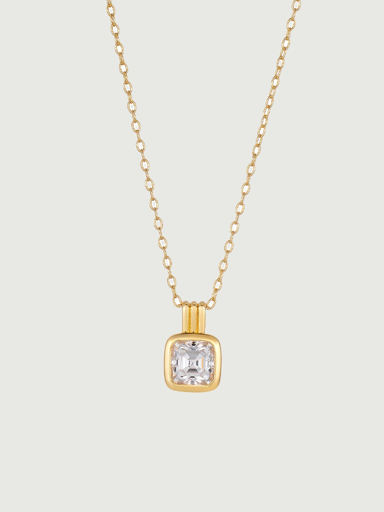 Asscher Moissanite Charm Necklace
