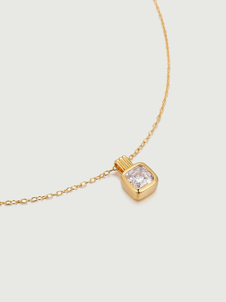 Asscher Moissanite Charm Necklace