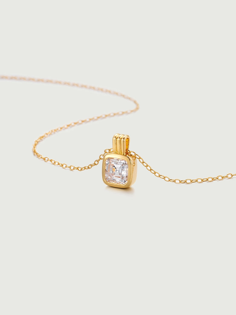 Asscher Moissanite Charm Necklace