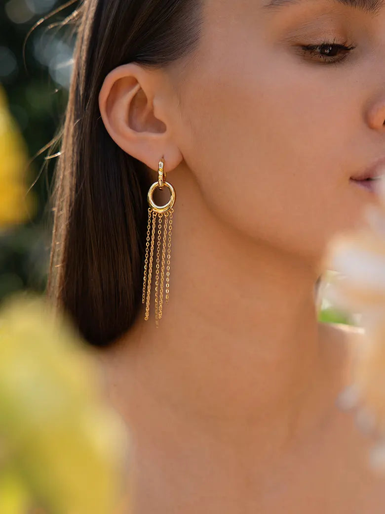 Long Tassel Earrings For Women Gold Chain Dangle Drop