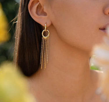 Asymmetry Tassel hoop Earrings