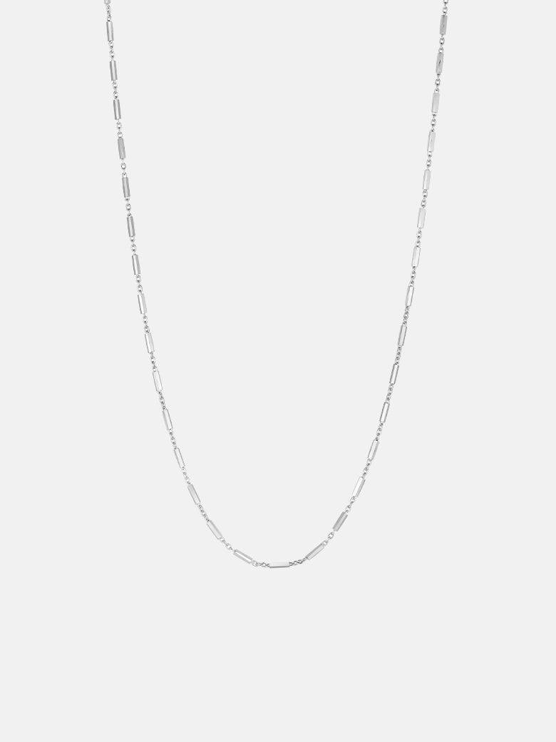 Bar Link Silver Chain Necklace