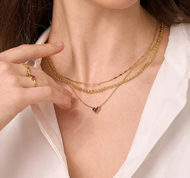 Close-up of a woman's neck showcasing BarLinkChainNecklace
