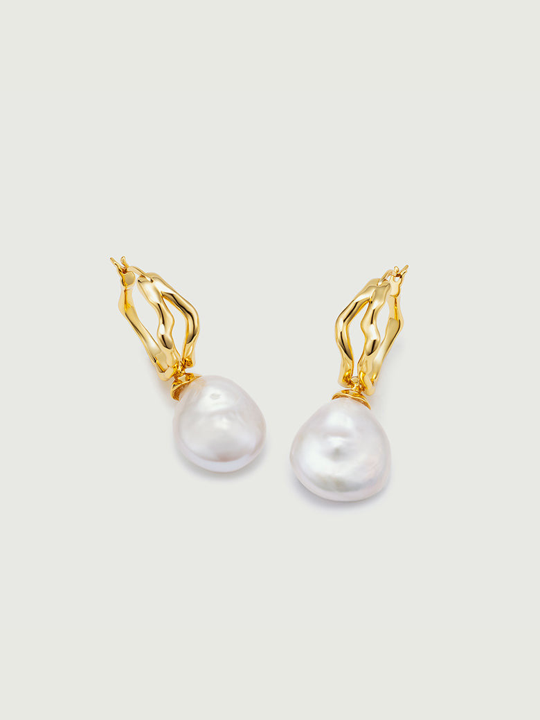 Baroque Pearl Large Hoop Earrings