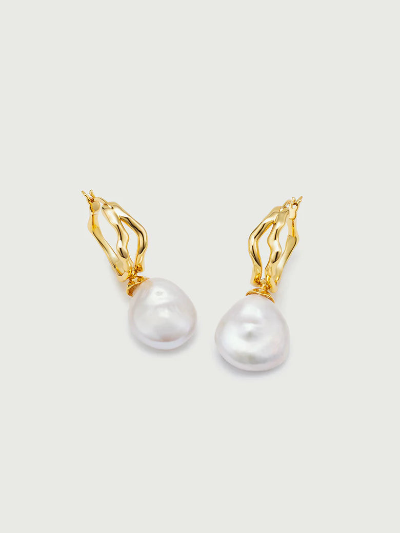  Baroque Pearl Hoop Earrings