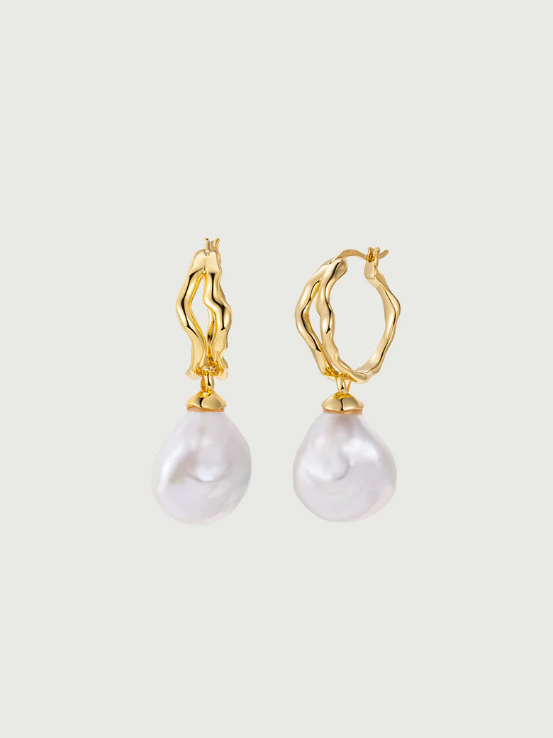  Baroque Pearl Hoop Earrings