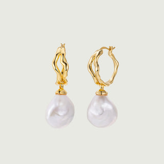 Baroque Pearl Large Hoop Earrings