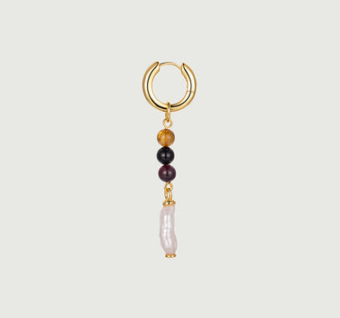 Bead Pearl Drop Hoop Earrings