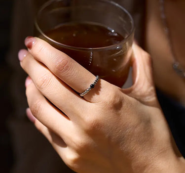 Beaded Black Onyx Ring