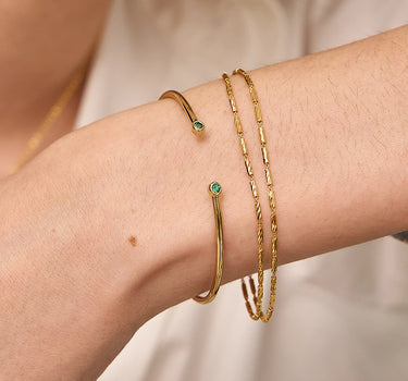 Bezel Set Emerald Bangle