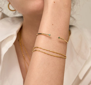 Bezel Set Emerald Bangle