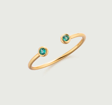 Bezel Set Emerald Open Ring